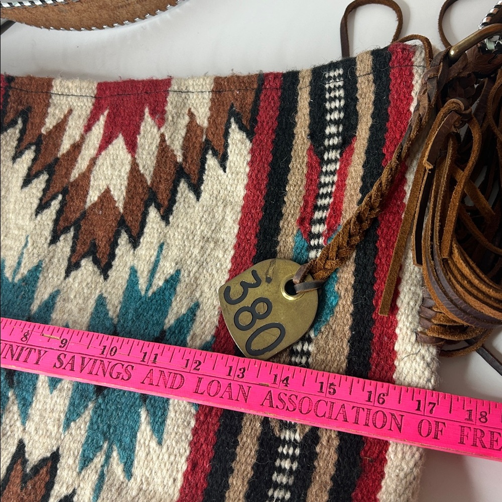 Espuela Design Co handcrafted handfringed wool saddle blanket bag MSRP $529 - Picture 9 of 12